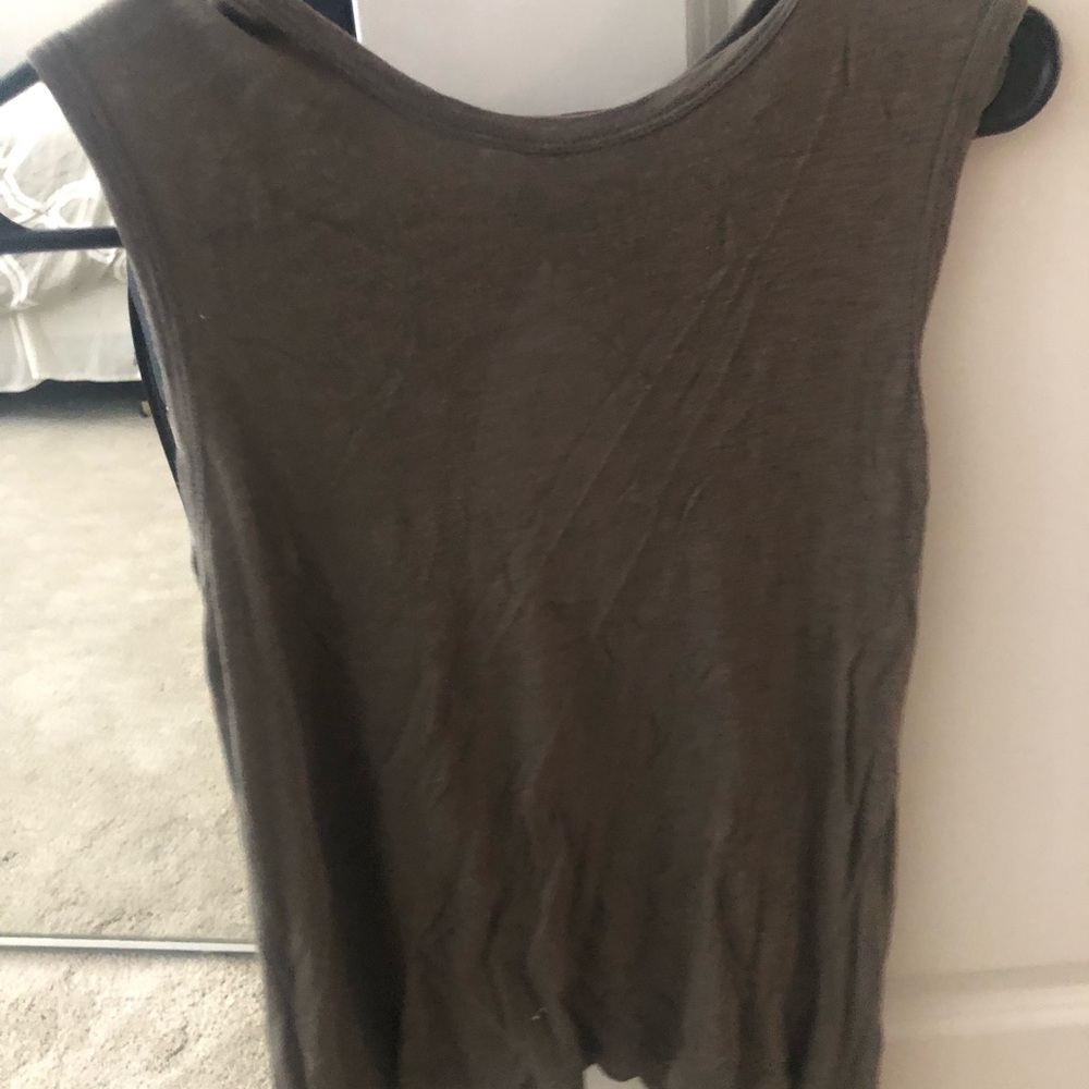 Army green open back tank